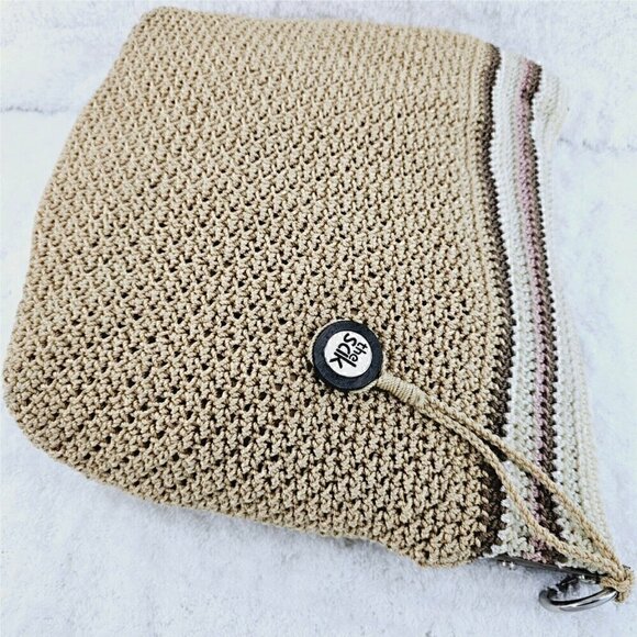 The Sak Beige Striped Crochet Shoulder Bag with Braided Shoulder Strap - Picture 12 of 16